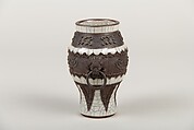 Vase with archaistic decoration, Porcelain with crackled glaze and brown biscuit-relief decoration simulating bronze (Jingdezhen ware), China