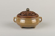 Incense Burner, Porcelain with a crackled coffee-brown glaze, China