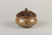 Incense Burner, Porcelain with a crackled coffee-brown glaze, China