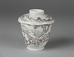 Covered Cup, Porcelain painted in overglaze black, red, and gilt, China