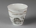 Covered Cup, Porcelain painted in overglaze black, red, and gilt, China