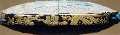 Case (Inrō) with Design of Pottery Plaques, Sides decorated with pottery plaques; netsuke of jade, Japan