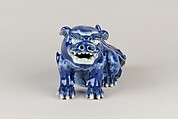 Figure of a Dog, Porcelain with a mottled blue glaze, China