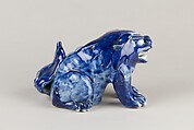 Figure of a Dog, Porcelain with a mottled blue glaze, China