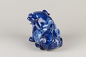 Figure of a Dog, Porcelain with a mottled blue glaze, China