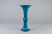 Vessel in the Shape of an Archaic Bronze Gu, Porcelain with incised decoration under turquoise glaze, China