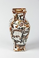 Rectangular vase with animal masks, Porcelain with marbled glaze, China