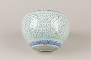 Jar, Porcelain with "rice grain" decoration, painted in underglaze blue, China