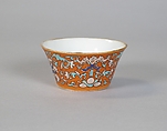 Cup (from a set of eight), Porcelain with iron-red glaze, painted in overglaze polychrome enamels, China