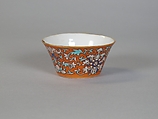 Cup (from a set of eight), Porcelain with iron-red glaze, painted in overglaze polychrome enamels, China