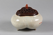 Incense Burner with Cover, Porcelain with crackled glaze, China