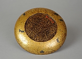 Portable Picnic Set (sagejū) with Chrysanthemums, Foliage Scroll, and Tokugawa Family Crest, Lacquered wood with gold, silver hiramaki-e, gold and silver foil application on nashiji lacquer ground, Japan