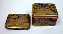 Box for Incense Set with Design of Plum and Bamboo, Gold maki-e on black lacquer, Japan
