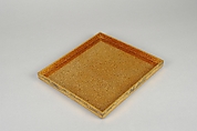 Box for Square Calligraphy Paper (shikishi-bako) with an Auspicious Landscape of Young Pines and Nandina Shrubs, Lacquered wood with gold, silver, red hiramaki-e, takamaki-e, cutout gold foil application on black and nashiji lacquer ground, Japan