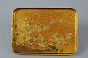 Box with Folded Brocade Pattern, Gold and silver maki-e on gold lacquer, Japan
