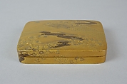 Box with Folded Brocade Pattern, Gold and silver maki-e on gold lacquer, Japan