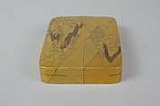 Box with Folded Brocade Pattern, Gold and silver maki-e on gold lacquer, Japan