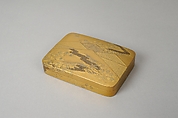 Box with Folded Brocade Pattern, Gold and silver maki-e on gold lacquer, Japan