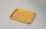 Box with Folded Brocade Pattern, Gold and silver maki-e on gold lacquer, Japan