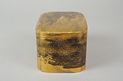 Box with Design of Pines Along the Shore, Gold maki-e on black lacquer, Japan