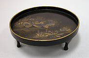 Tray, Lacquer with black ground, hiramakie design in gold and silver, Japan