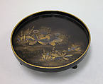 Tray, Lacquer with black ground, hiramakie design in gold and silver, Japan