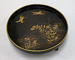 Tray, Lacquer with black ground, hiramakie design in gold and silver, Japan