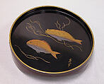 Tray, Lacquer with black ground, hiramakie design in gold and silver, Japan