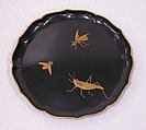 Tray, Lacquer with black ground, hiramakie design in gold and silver, Japan
