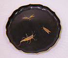 Tray, Lacquer with black ground, hiramakie design in gold and silver, Japan