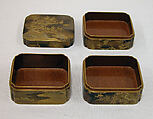 Incense Box in Three Compartments, Lacquer decorated with sprinkled gold, Japan