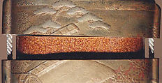 Case (Inrō) with Design of Persons Outside Building and Wall (obverse); With Flowering Cherry Trees (reverse), Lacquer, kinji, gold and colored hiramakie, takamakie and kirigane; Interior: nashiji and fundame, Japan