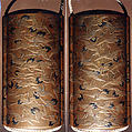 Case (Inrō) with Design of Cranes in Flight, Lacquer, kinji, gold, silver, black and red hiramakie, takamakie; Interior: nashiji and fundame, Japan