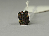 Ojime, Metal with plum blossoms in gold inlay, Japan
