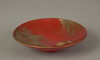 Sake Cup with Scenes from the Noh Plays Pine in the Winds, Yōrō Falls, and The Tengu of Mount Kurama, Shomosai (Japanese, active late 18th–early 19th century), Lacquered wood with gold and silver hiramaki-e and takamaki-e and cutout gold- and silver-foil application, Japan