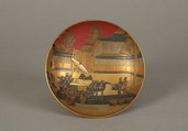 One of a Pair of Wine Cups (Sakazuki) with Mice’s Wedding, Red lacquer ground with gold and silver maki-e, black lacquer, and gold foil, Japan