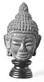 Head of a Buddha, Stone with paint and gilt, Cambodia