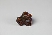 Netsuke of Monkey and Young, Wood, Japan