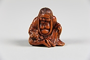 Netsuke of Old Woman with a Toad in her Hand (Gama Sennin), Wood, Japan