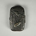Tobacco Box, Hammered iron with relief inlay in silver, gold and shibuichi, Japan