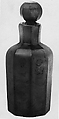 Fluted Bottle with Stopper, Opaque swirled green glass, China