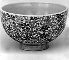 Bowl, Pottery covered with thin glaze and enameled designs in colors and gold (Kyoto ware), Japan