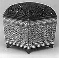 Incense Burner, Pottery decorated with white inlay (Satsuma ware, Mishima style); pierced brass cover, Japan