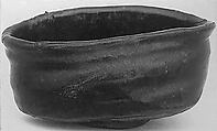 Teabowl, Clay covered with black glaze (Kyoto ware), Japan