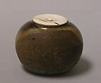Tea Caddy, Clay covered with a glaze burnt away on one side (Seto ware), Japan
