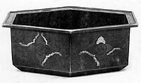 Bowl (Flower Holder), Bronze with enamel inlay, Japan