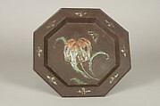 Dish, Iron repoussé and decorated with lacquer, Japan