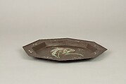 Dish, Iron repoussé and decorated with lacquer, Japan