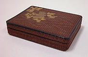 Basketwork Box with Peonies, Bamboo, rattan, and lacquer, with gold hiramaki-e, Japan