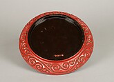 Tray with Design of Dragons in Waves, Carved red lacquer (tsuishu), Japan